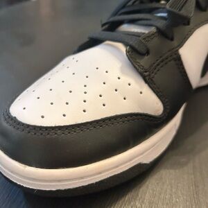 Black and White Retro Sneakers with Perforated Leather panda size 12
